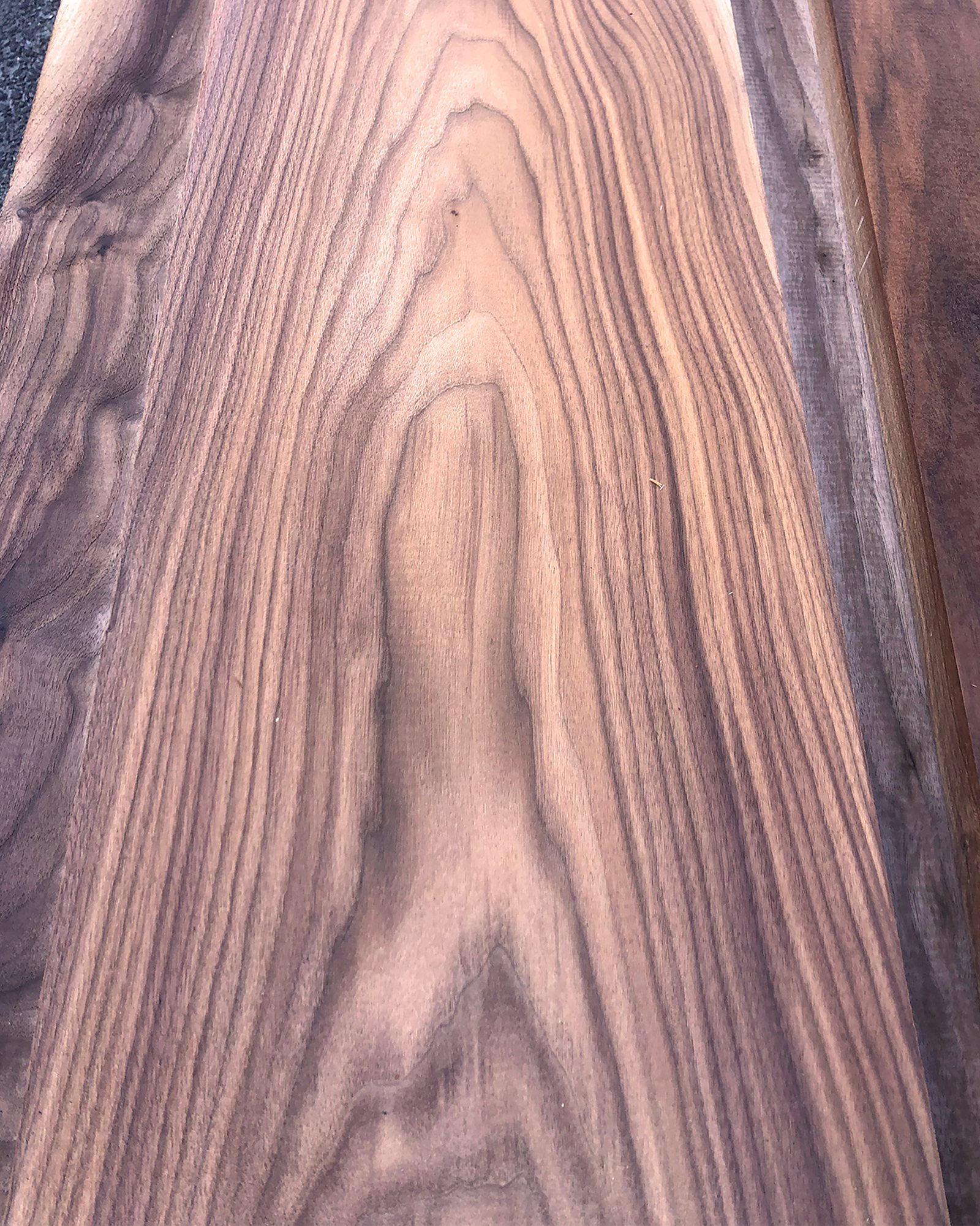 Walnut board showing the cathedral figure a flitch produces