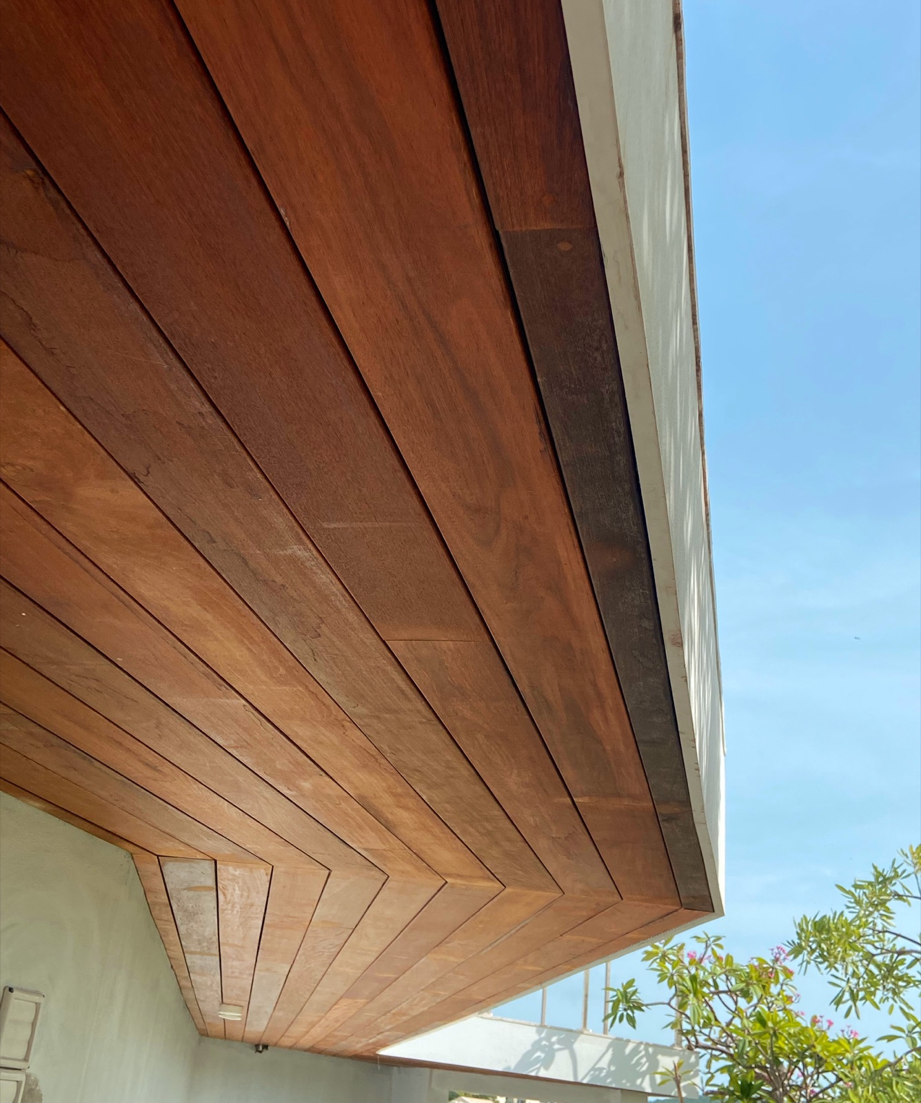 Tropical hardwood soffit and ceiling detail