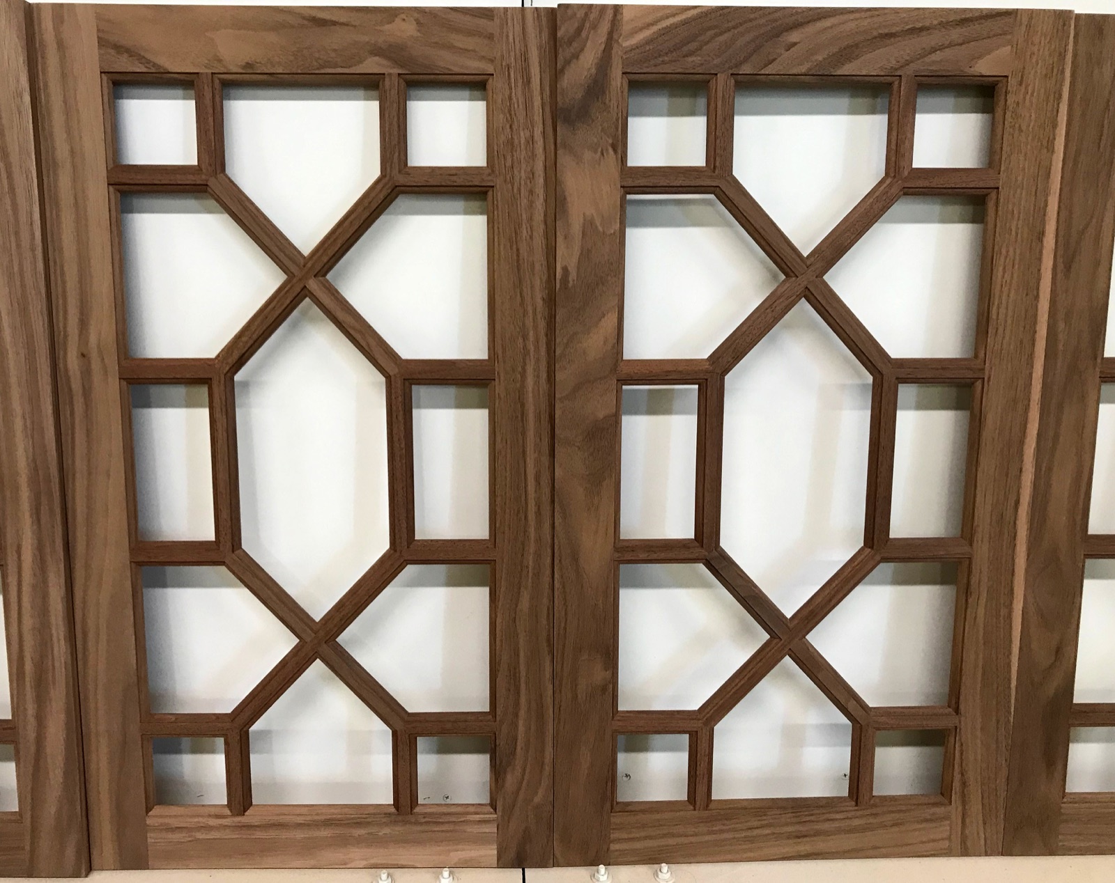 Muntin and frame detail on a finished cabinet door