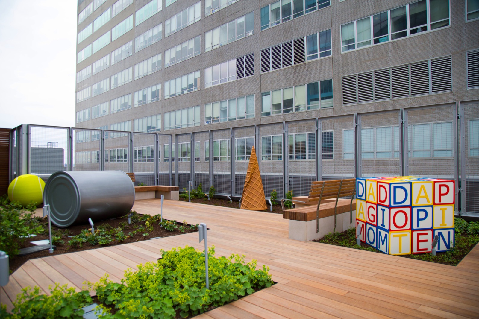 Tropical hardwood decking on an institutional commercial project
