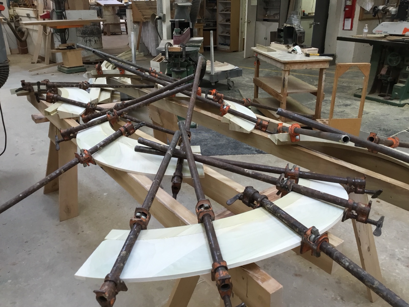 Radius members glued up in the mill shop