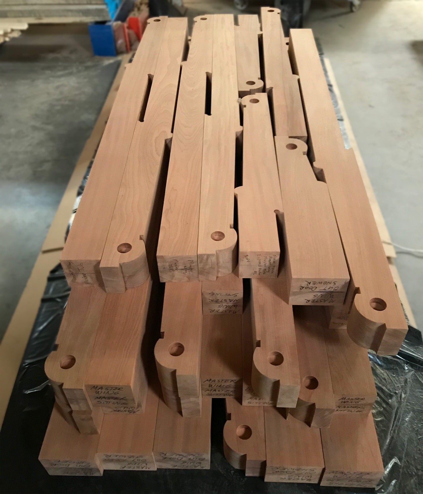 Rafter tails cut to profile in the shop