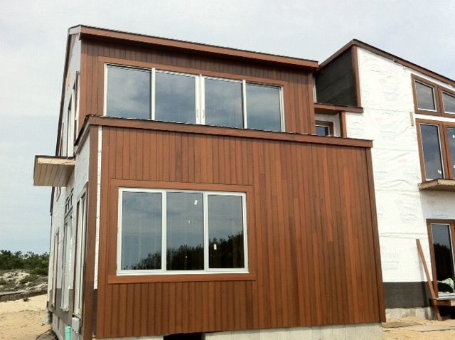 Utile cladding on a two story elevation