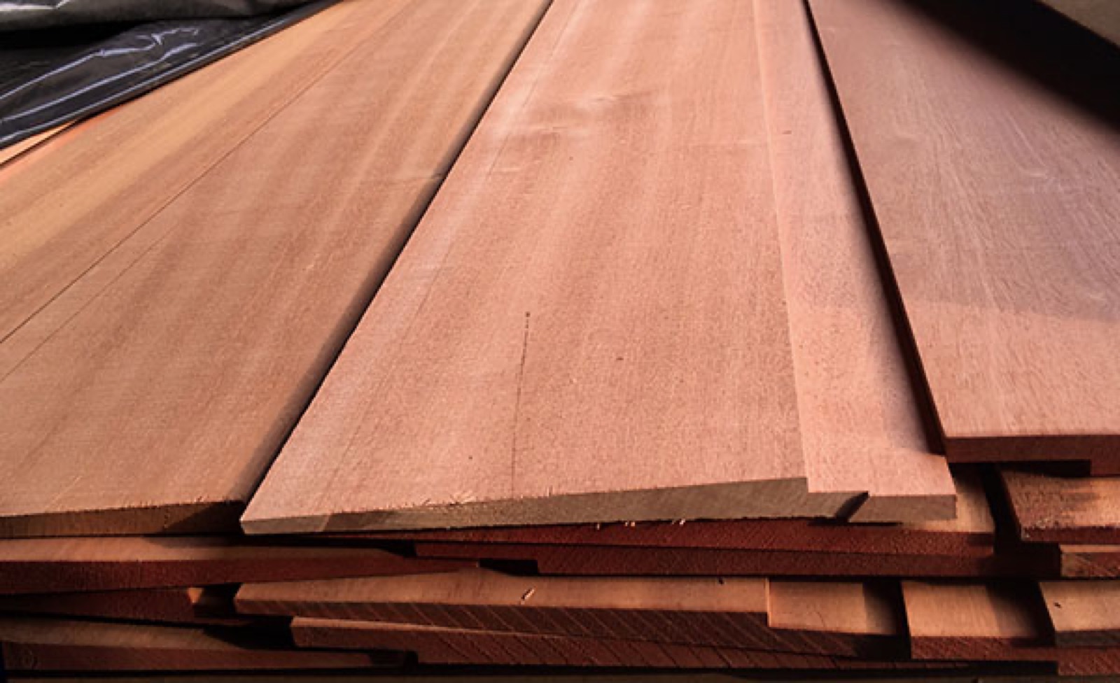 Profiled boards stacked after milling