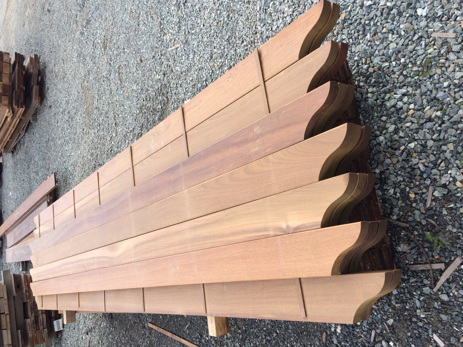 Replacement rafter tails milled and staged before installation