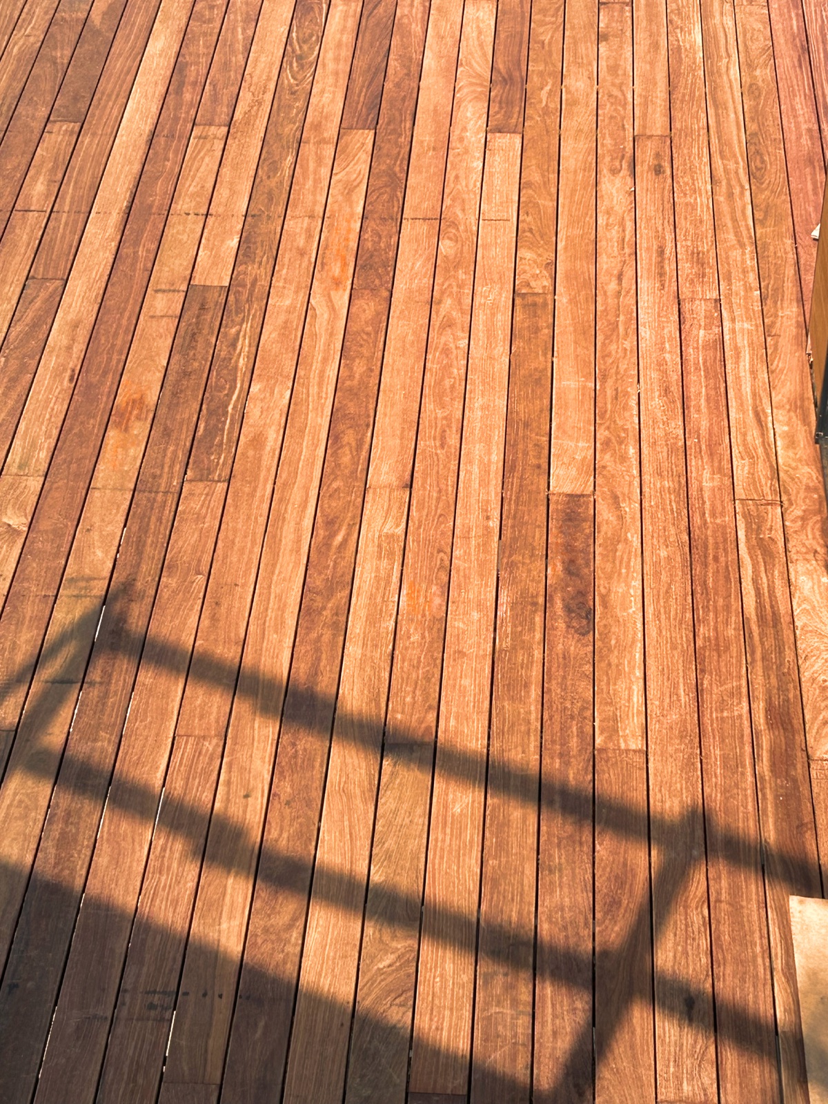 Close detail of African hardwood decking and fastening