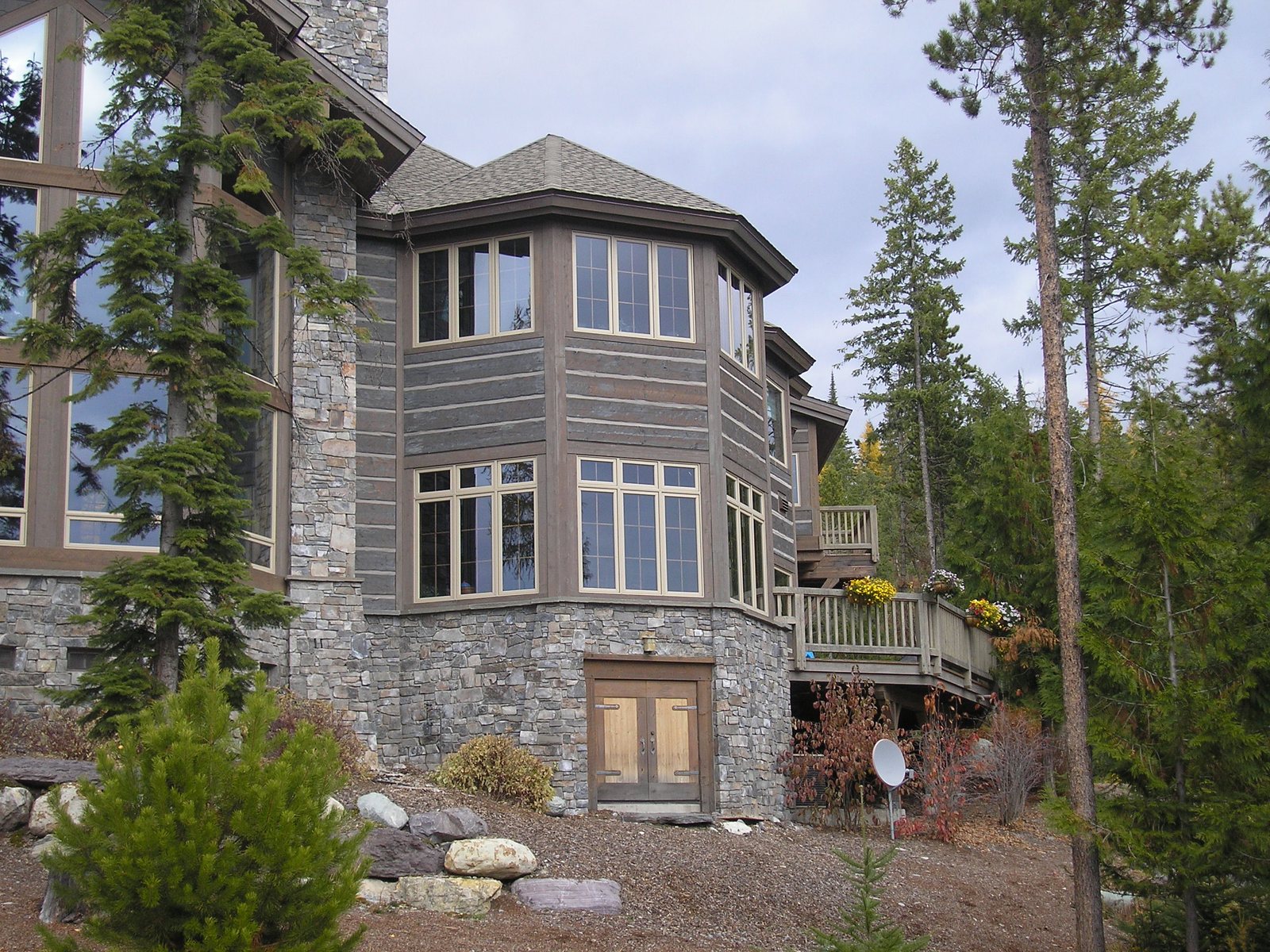 Hewn fir siding that has greyed with exposure