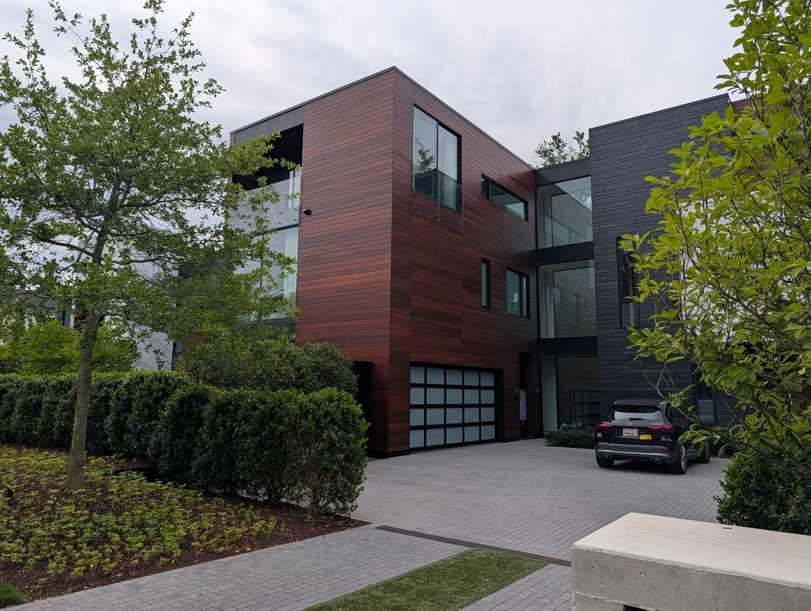 Sapele siding on a modern house elevation