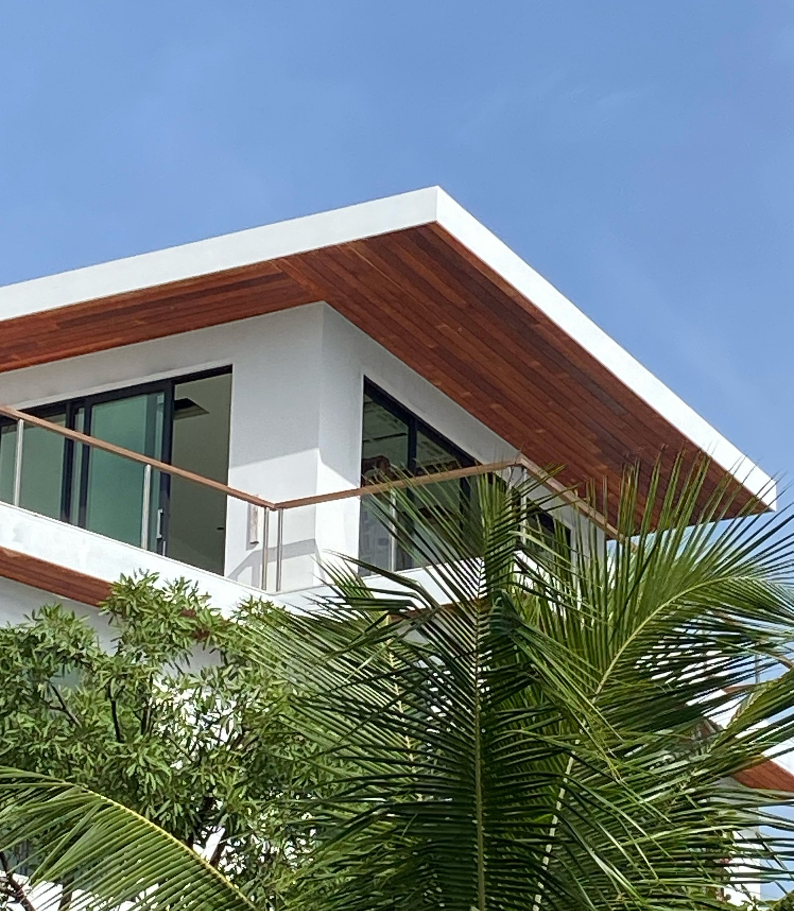 Soffit and cladding meeting at an outside corner